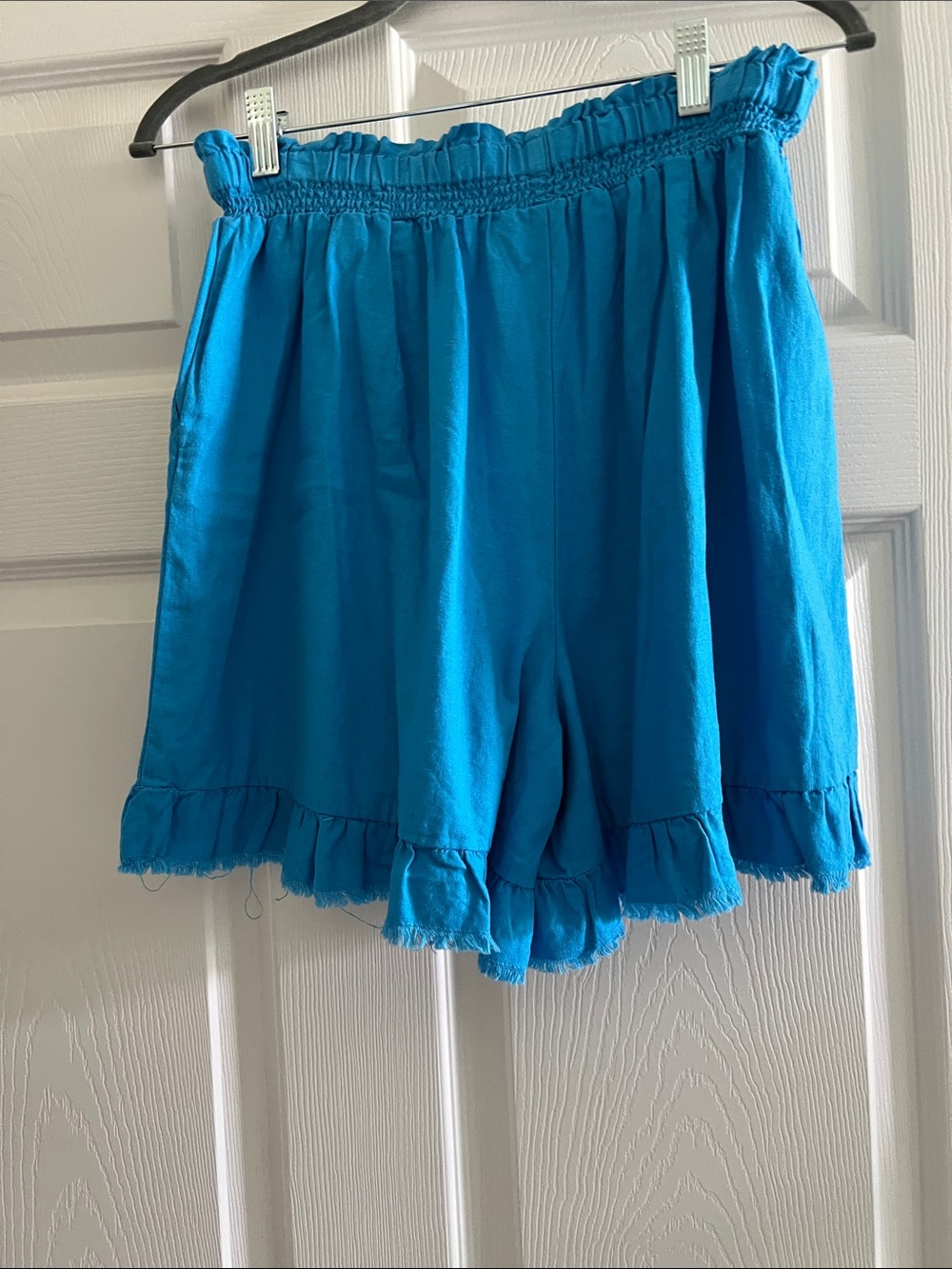 Cato Turquoise Ruffle, Stretch Drawstring  Shorts - Picture 3 of 5